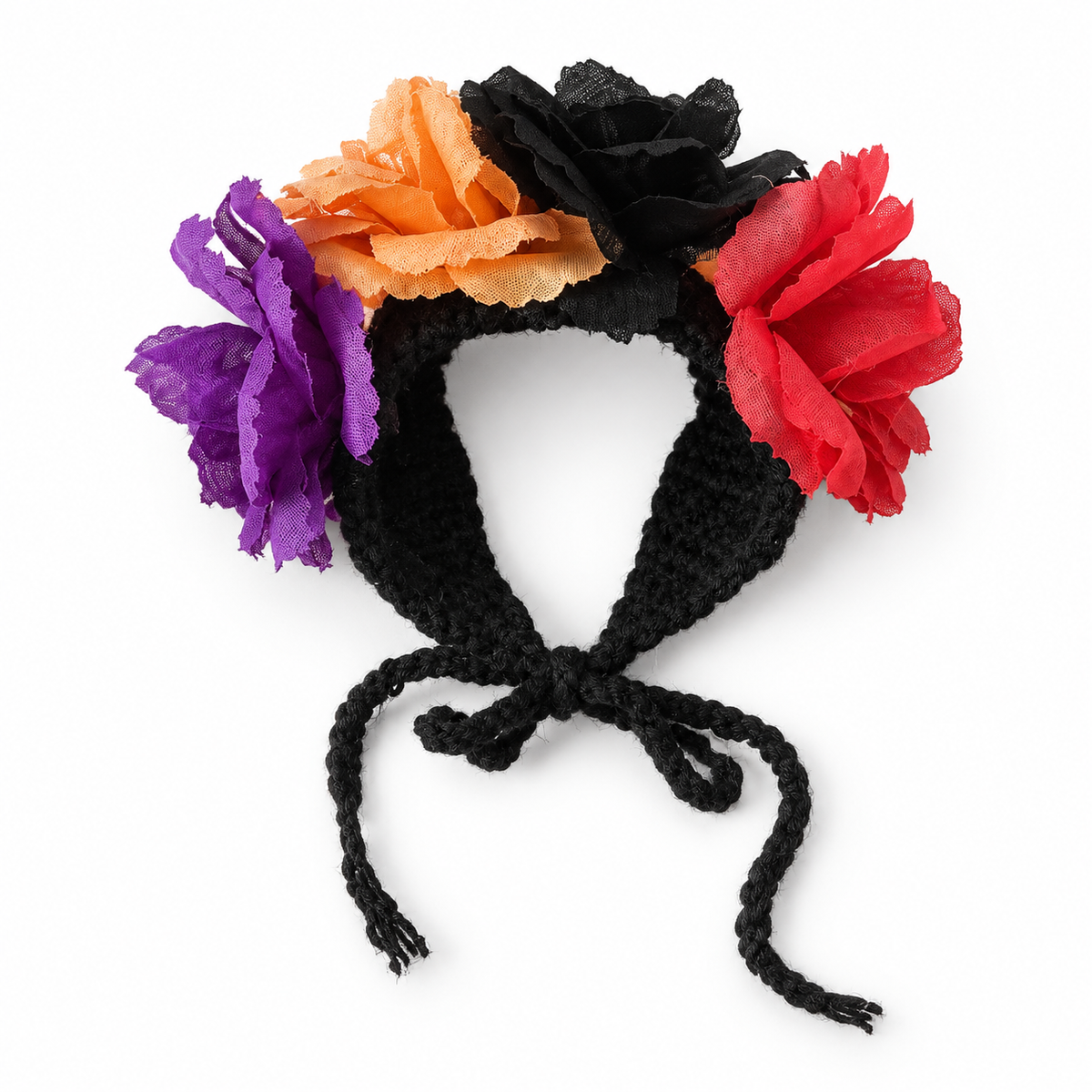 LitterBond Pumpkin & Rose Halloween Headpiece Purple & Red Roses on white background