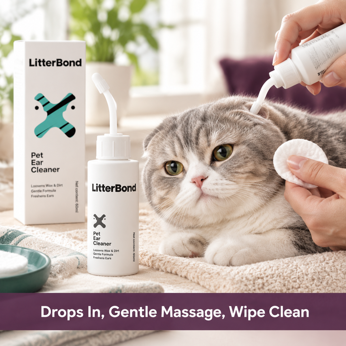 LitterBond Ear Cleaner 60 ml - easy to use