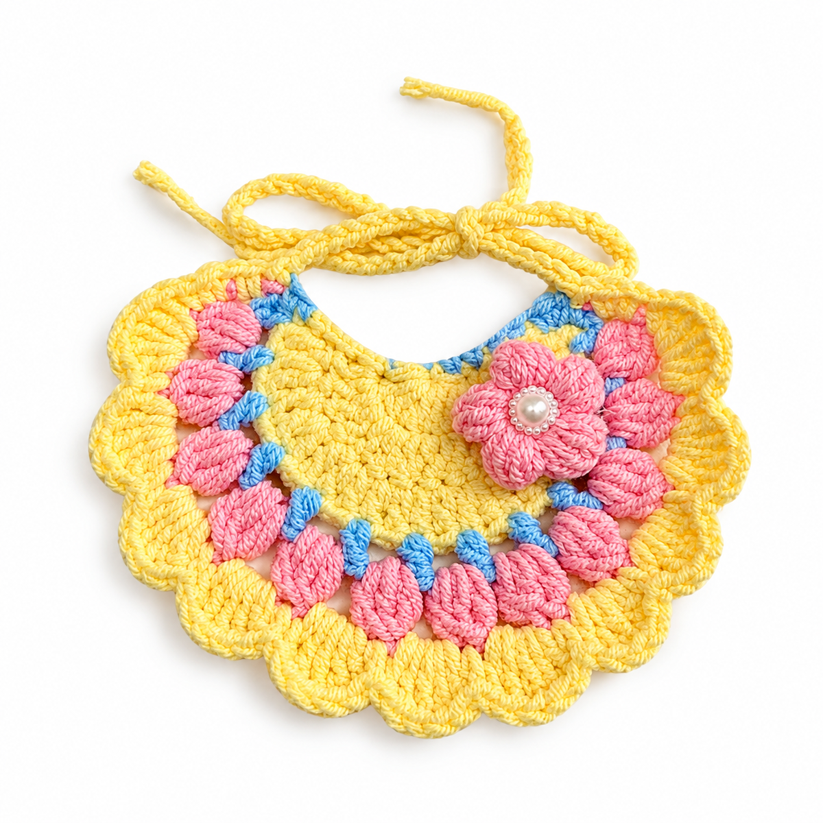 Flower Party Hat & Collar Options - Blue & Pink Flower Bib