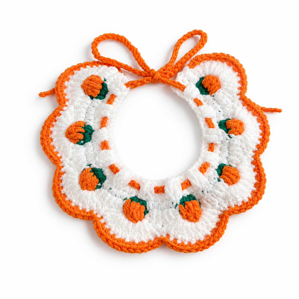 Crochet Puff Bud Bib - Orange Bud
