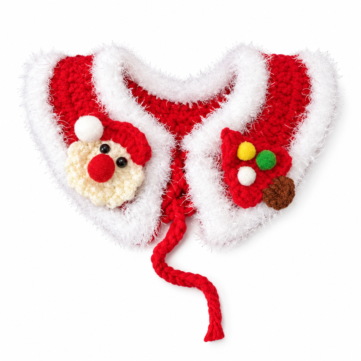 Chunky Crochet Shawl Collar - Red Santa & Tree