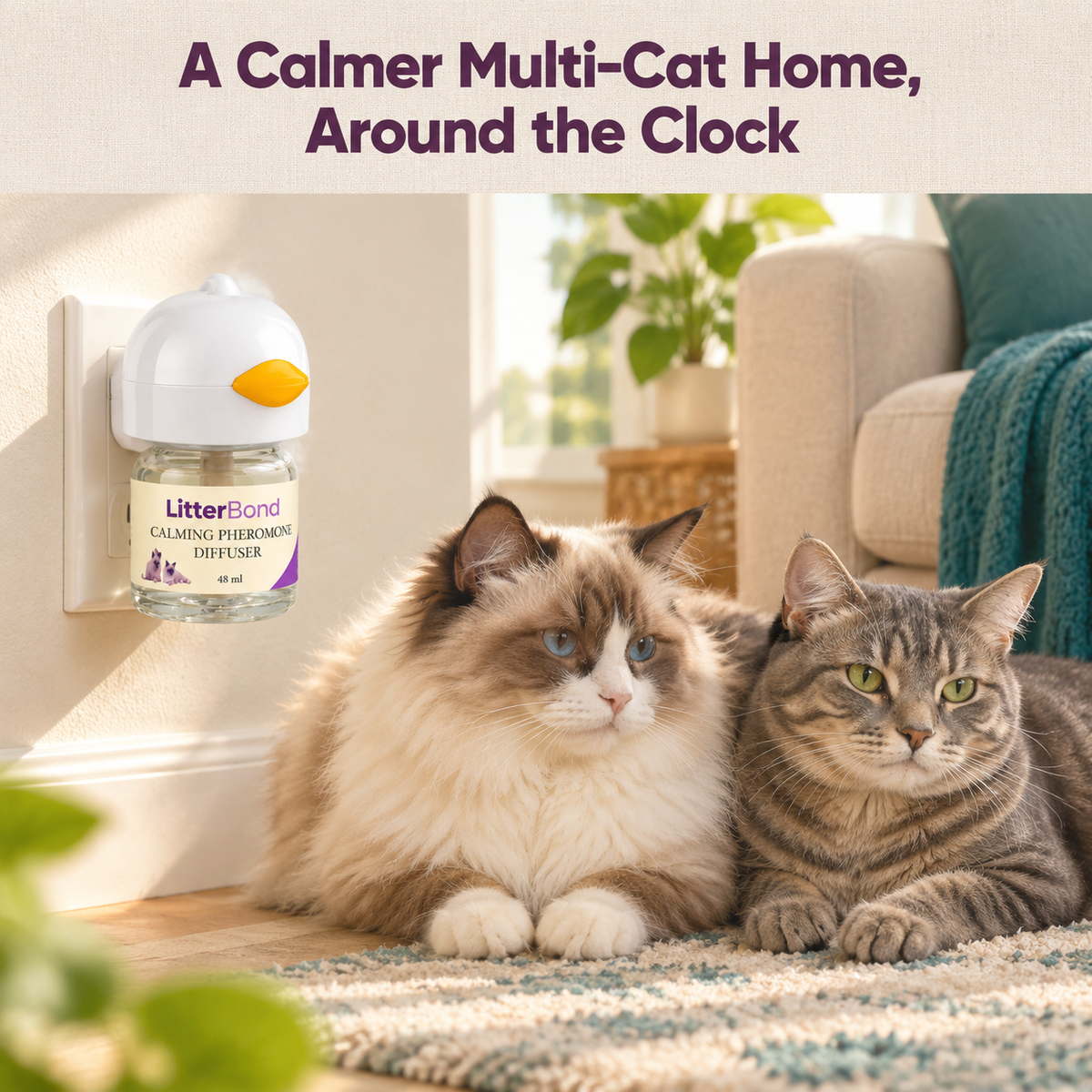 LitterBond Calming Diffuser Kit 1 diffuser + 2 refills - how it helps