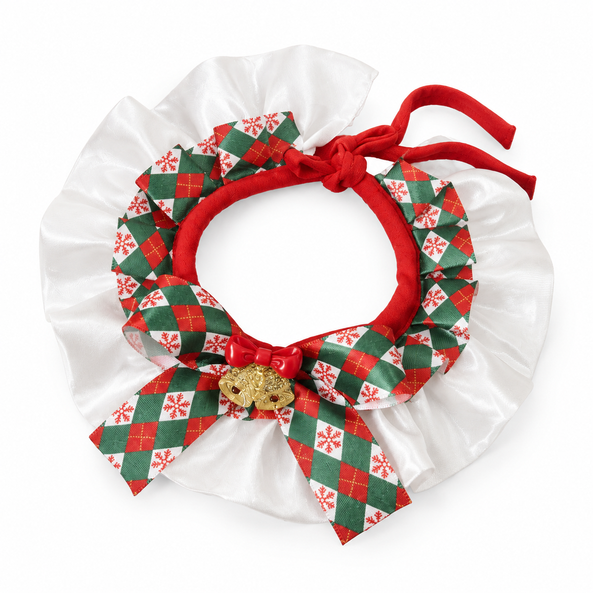 Satin Frill Ribbon Bow Collar - Argyle Bell