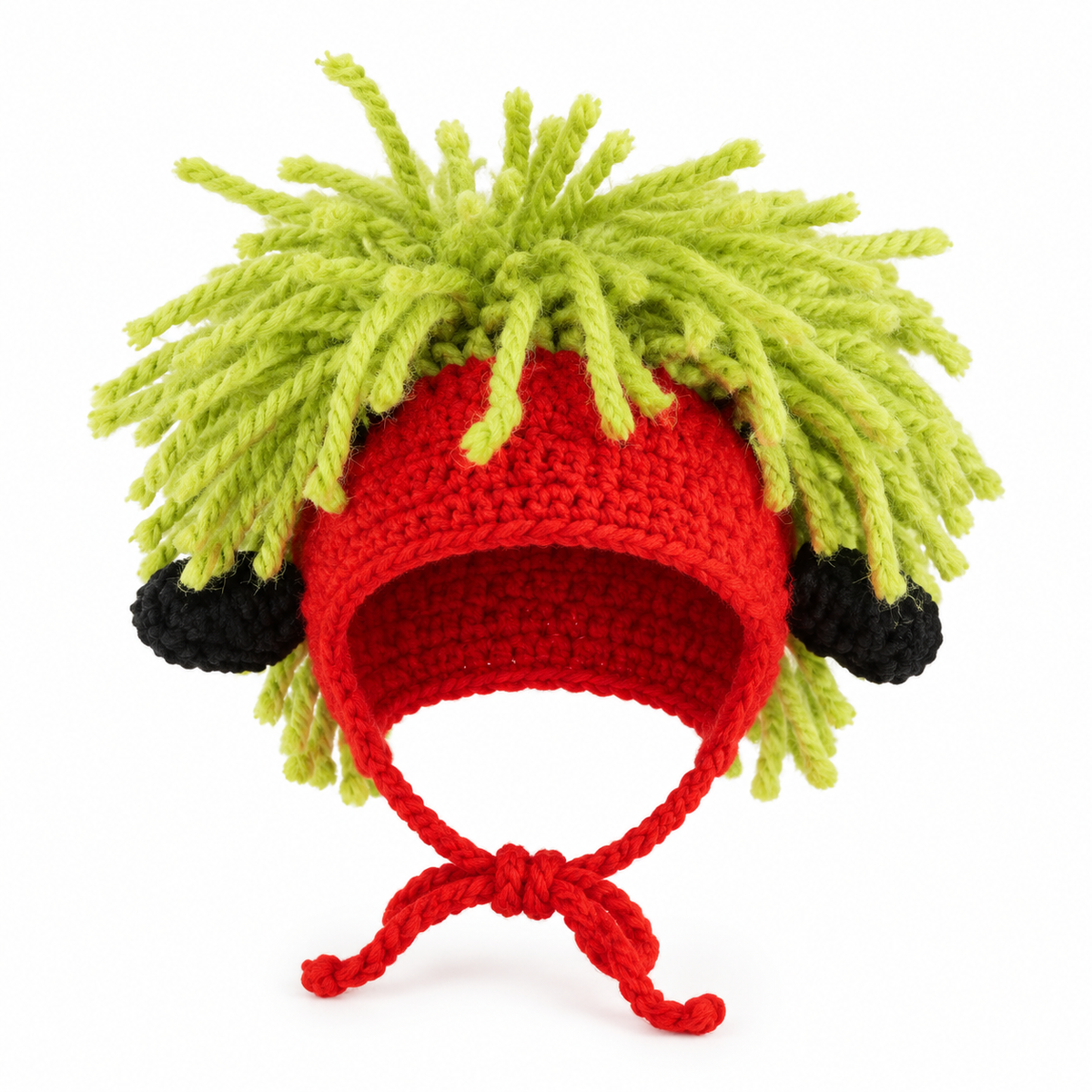 Yarn Hair Crochet Hat - Lime Fringe