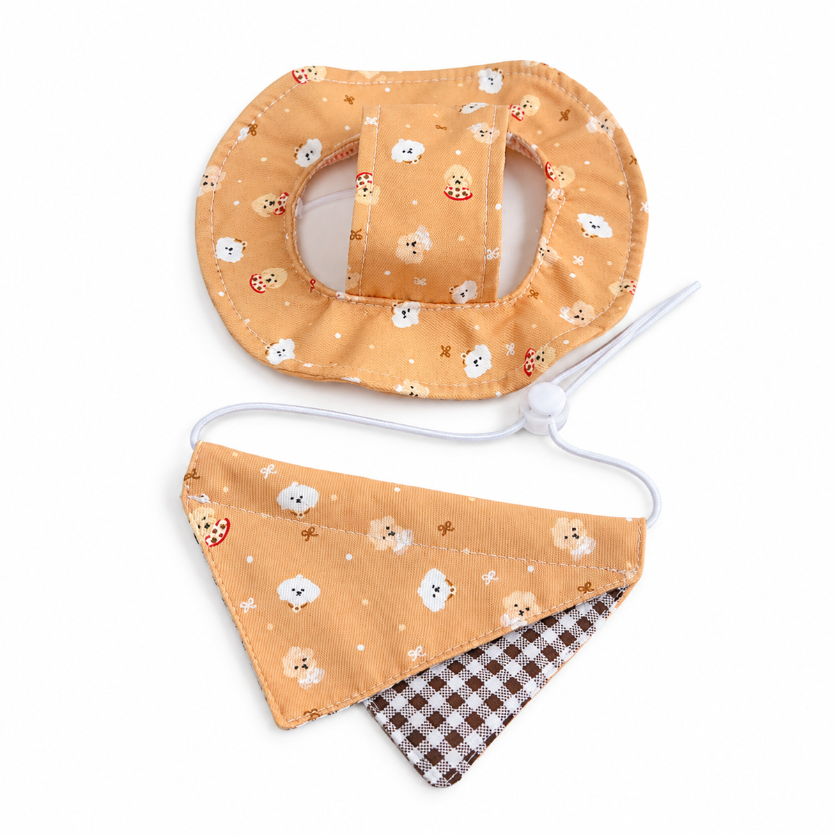 Pup Print Hat & Bandana Set - Apricot Tan
