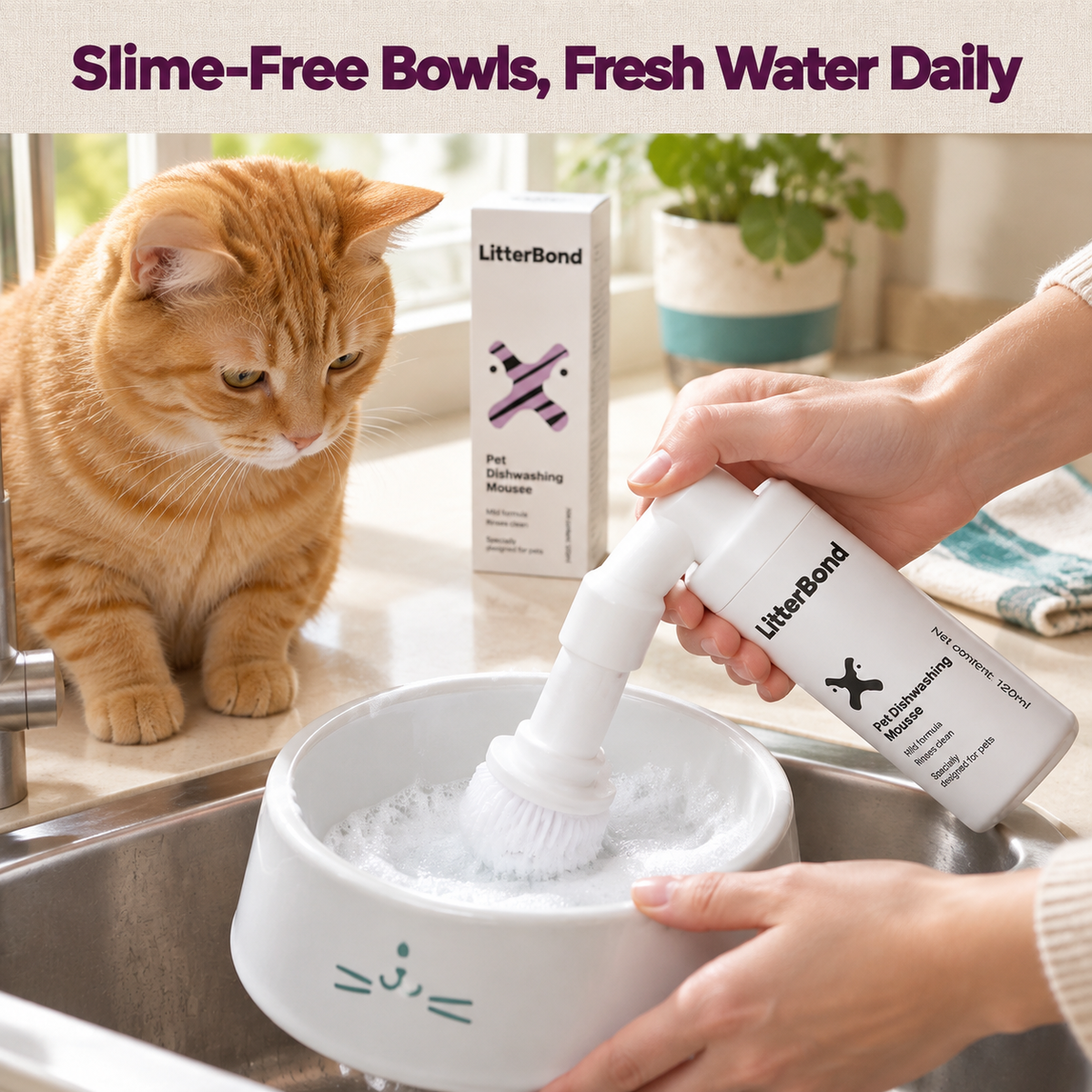 LitterBond Bowl Cleaner Mousse 120 ml - how it helps