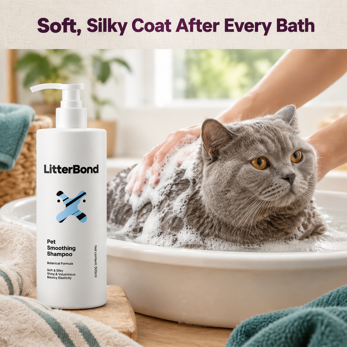 LitterBond Shampoo & Conditioner 500 ml 3 types - how it helps