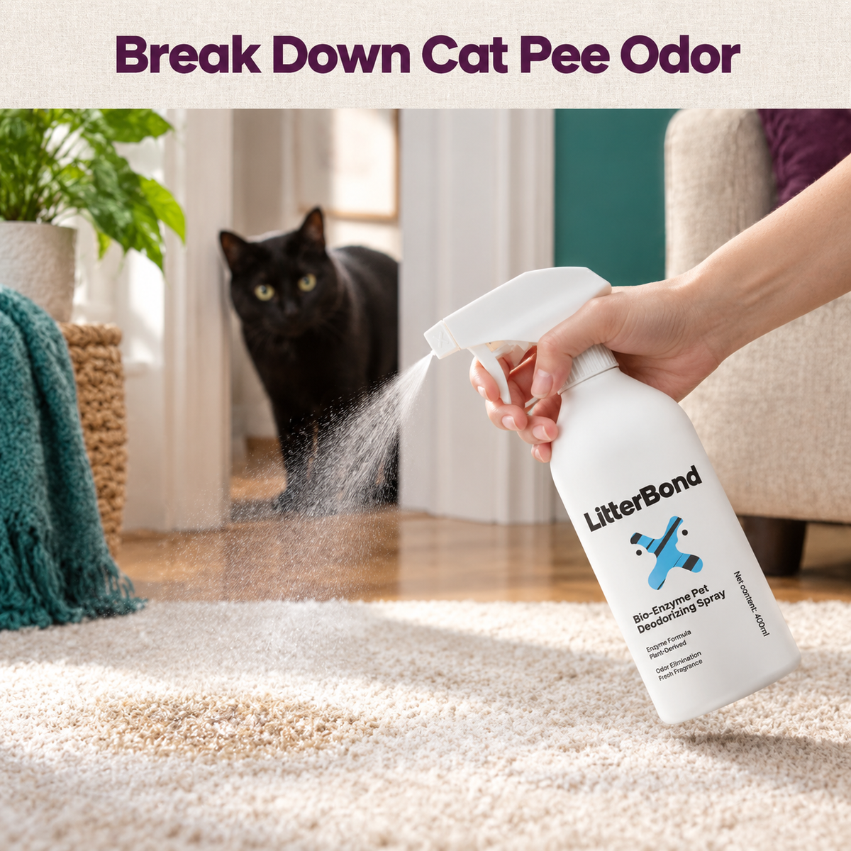 LitterBond Urine Odor Eliminator 400 ml / 100 ml - how it helps