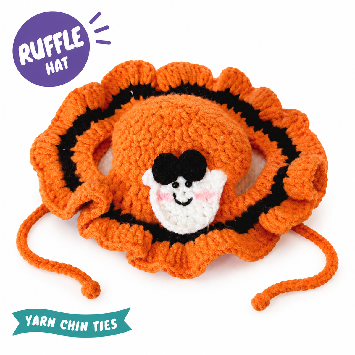 LitterBond Crochet Ruffle-Brim Halloween Hat - main features