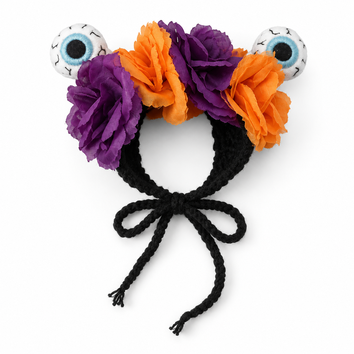 LitterBond Pumpkin & Rose Halloween Headpiece Eyeballs & Roses on white background