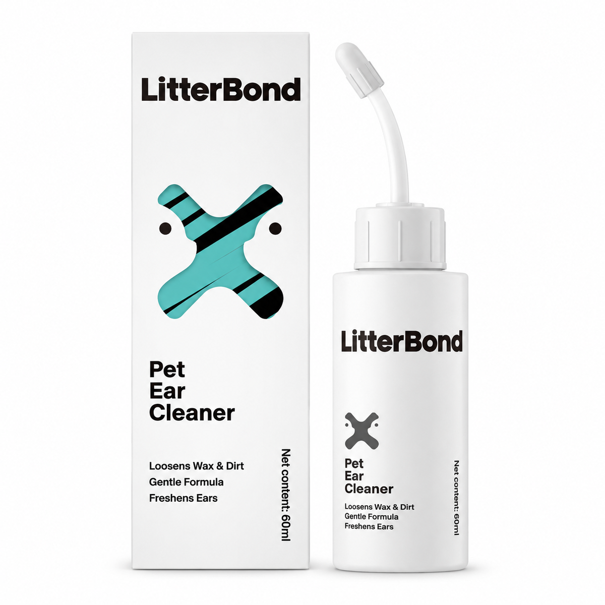 LitterBond Ear Cleaner 60 ml on white background