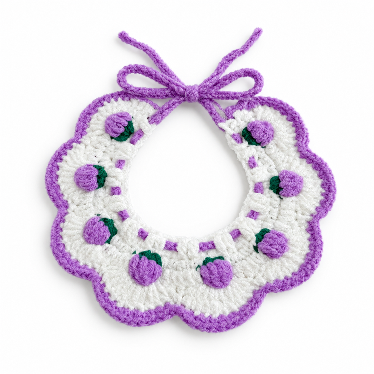 Crochet Puff Bud Bib - Purple Bud