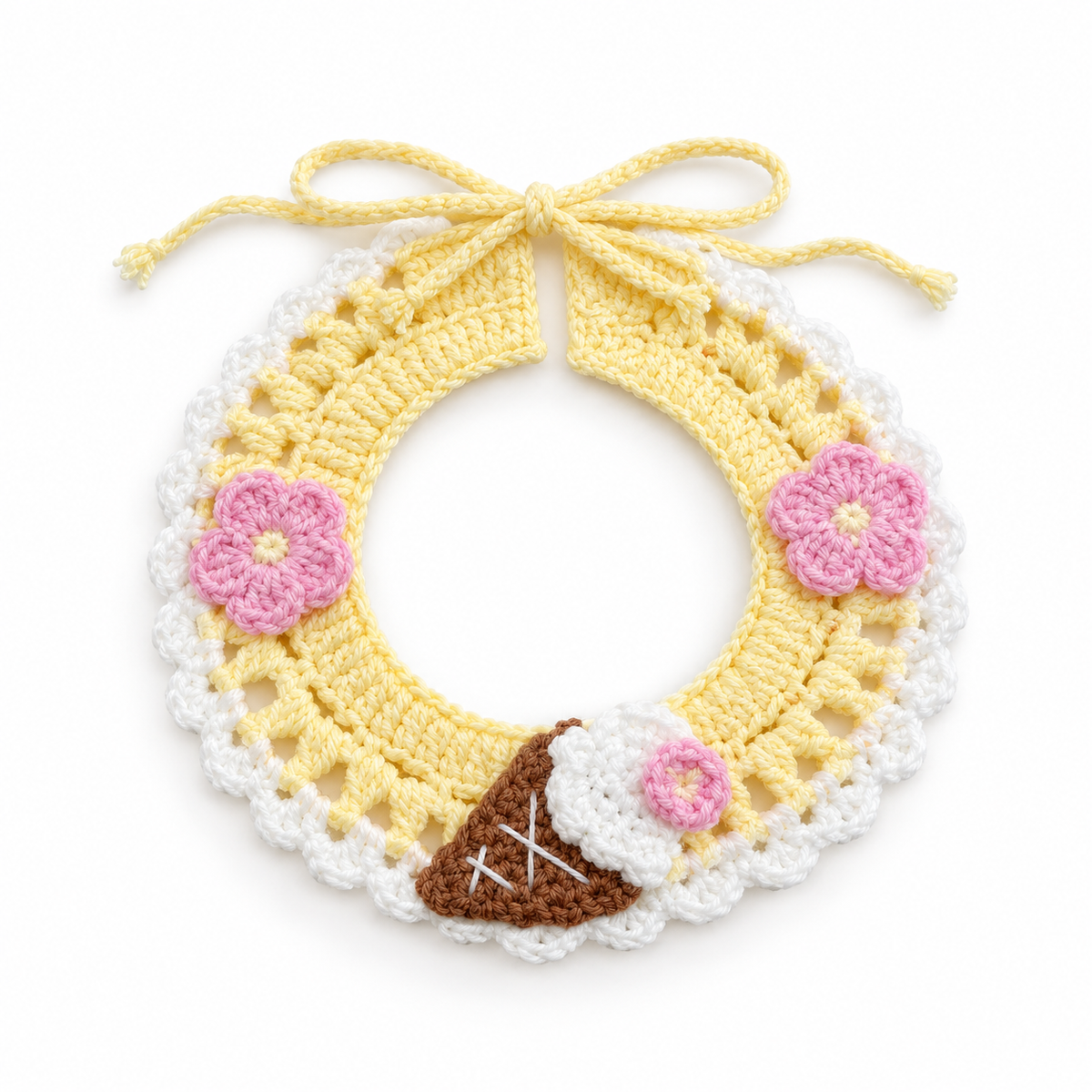 Ice Cream Cone Crochet Bib - Yellow Ice Cream