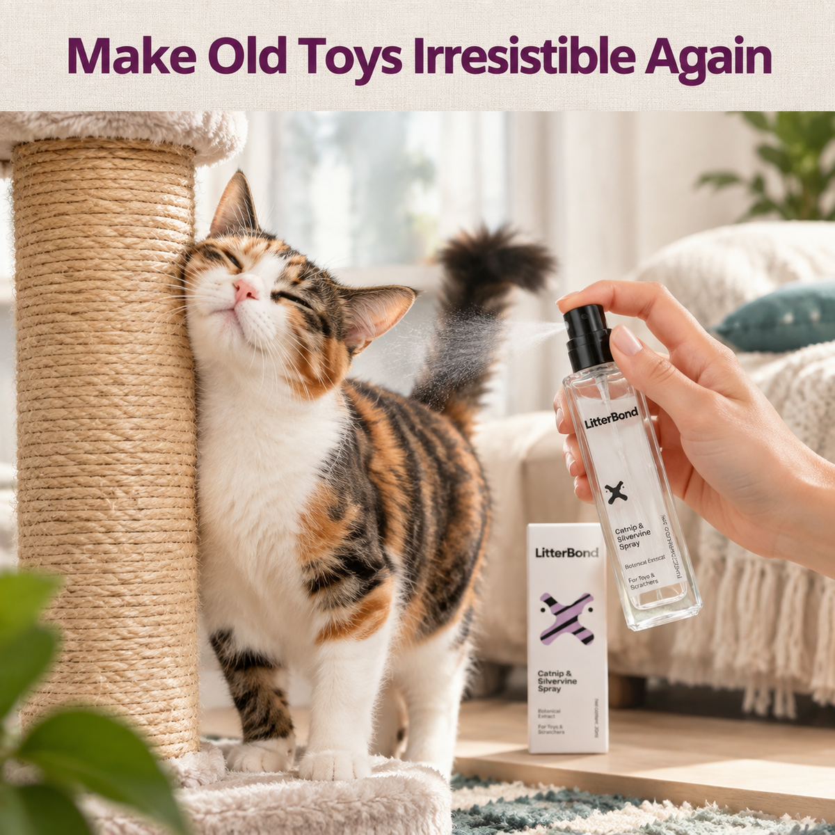 LitterBond Catnip & Silvervine Spray 20 ml - how it helps