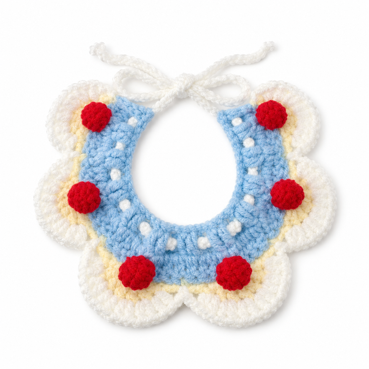 Crochet Party Hat & Collar Options - Blue Red-Bobble Collar