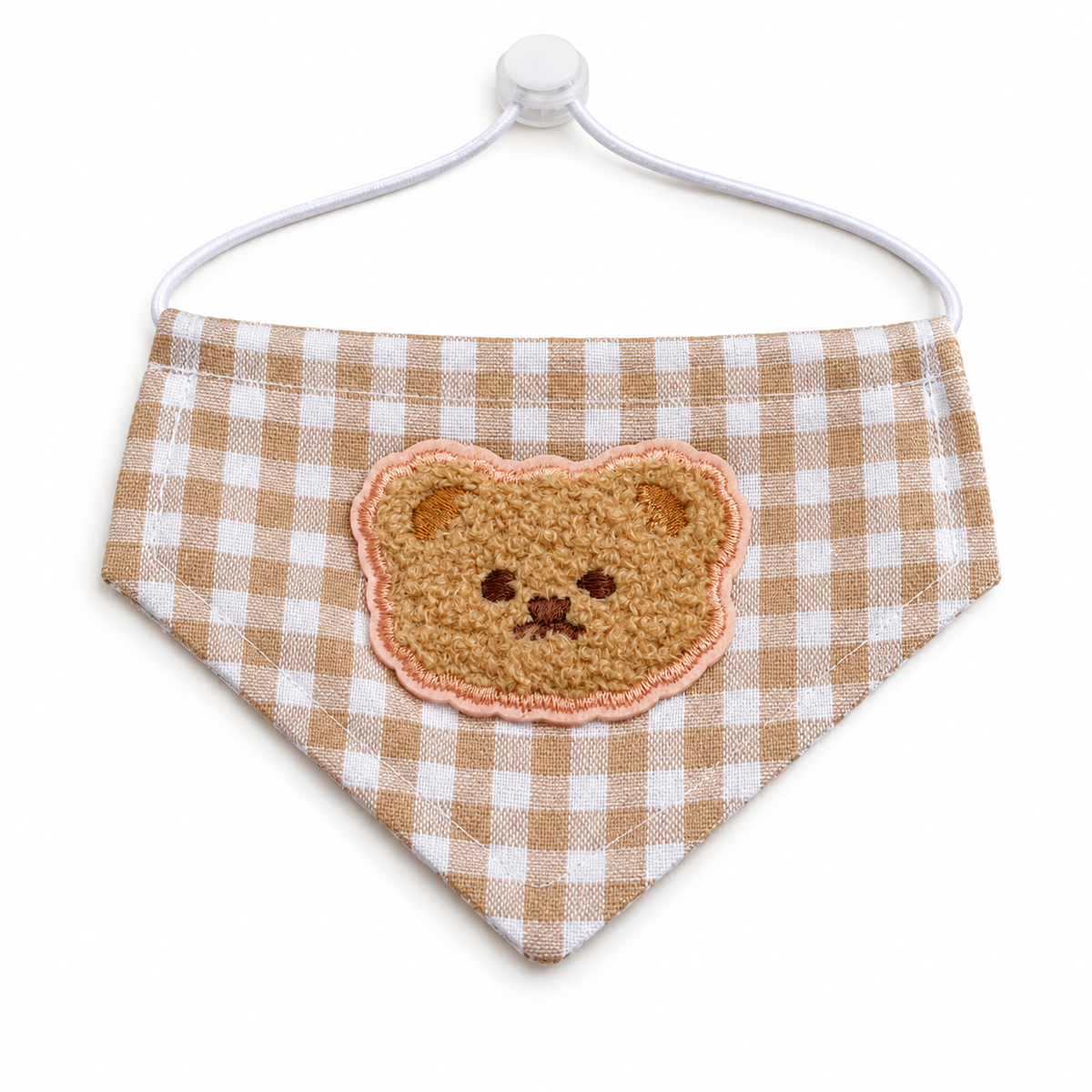 Teddy Bear Gingham Bandana - Khaki Gingham