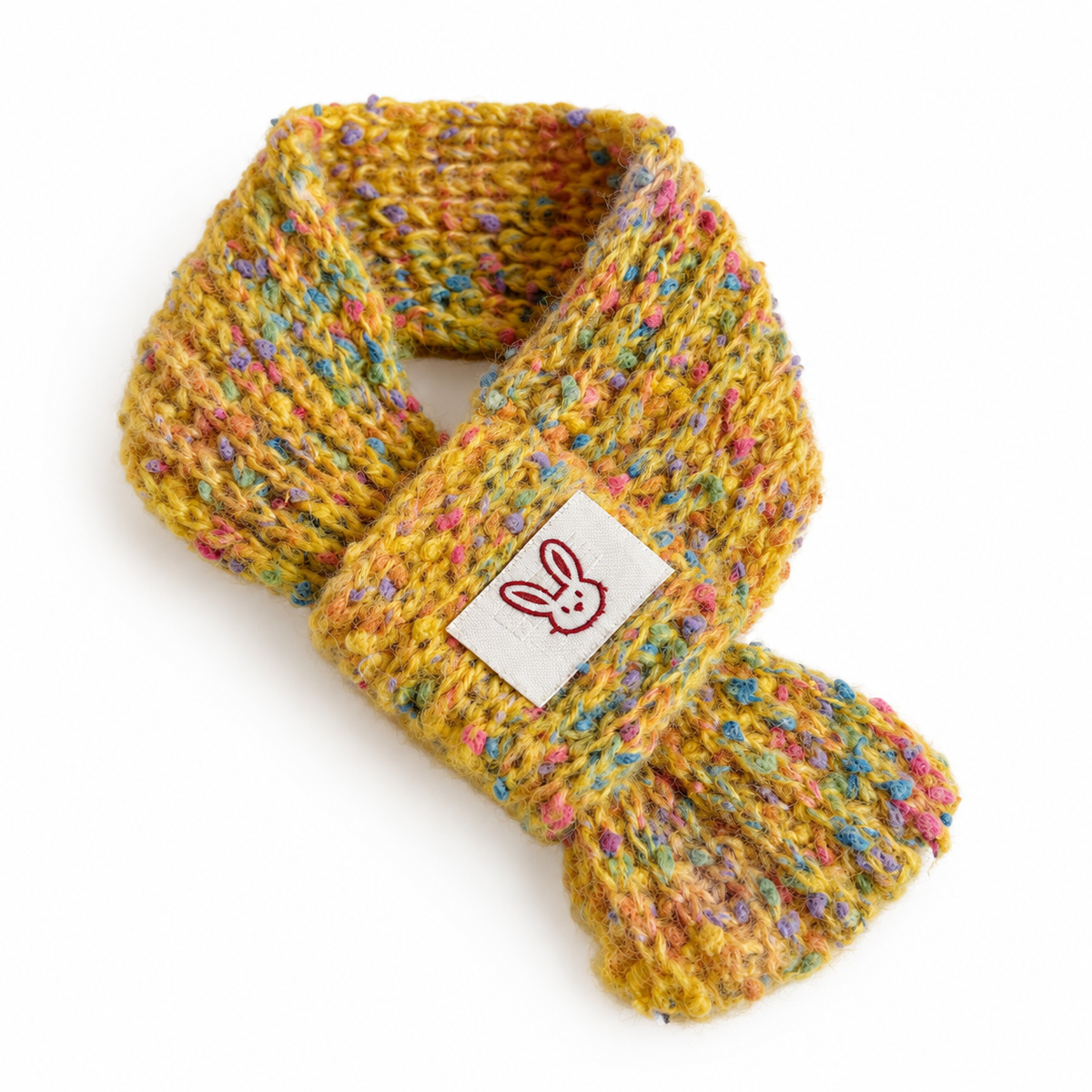 Rainbow Fleck Knit Scarf - Yellow Fleck
