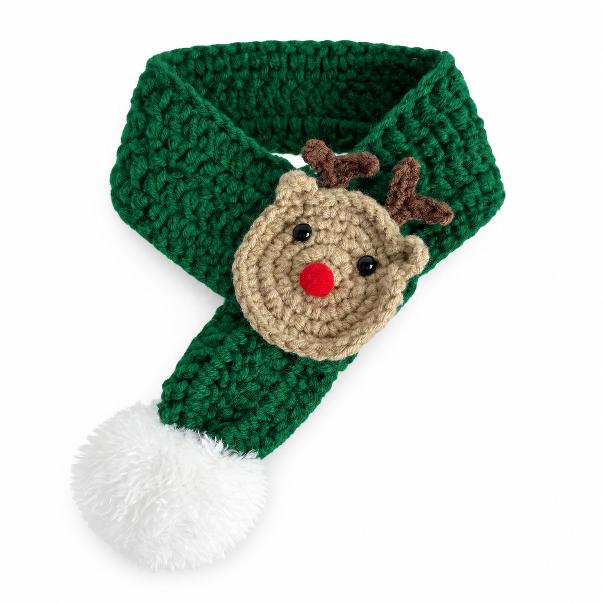 Reindeer Crochet Scarf - Green Reindeer