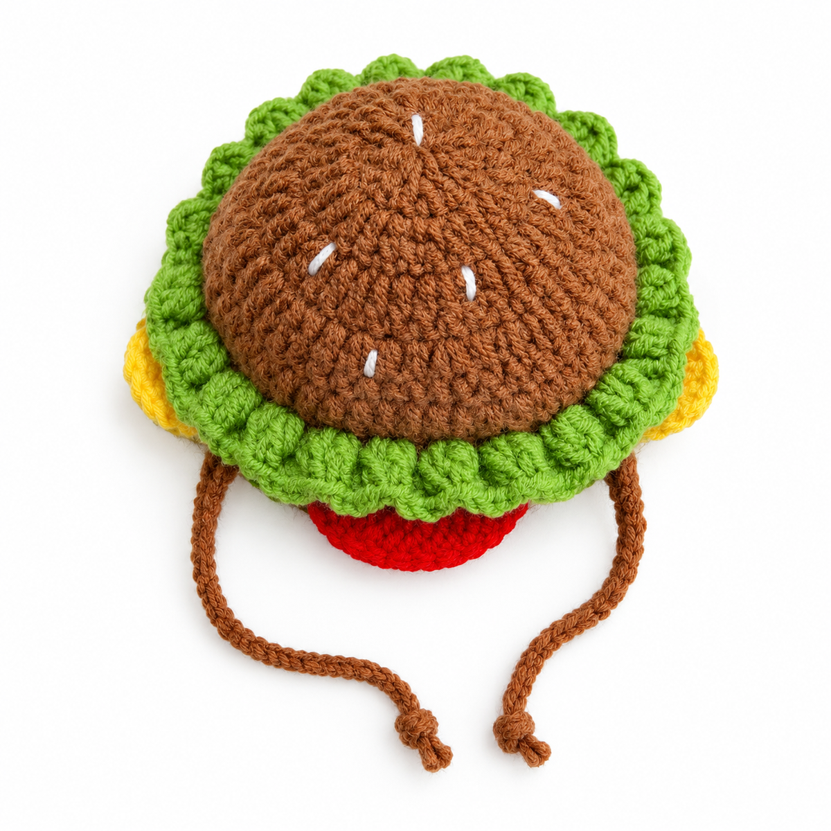 Crochet Burger Hat & Collar Options - Burger Hat - One Size