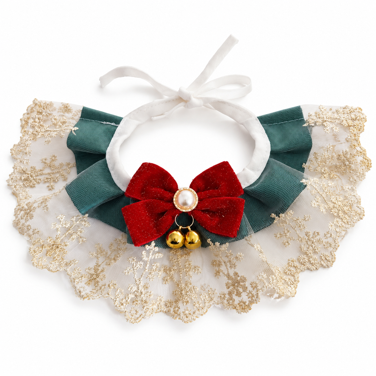 Santa, Reindeer & Lace Collar - Teal Lace
