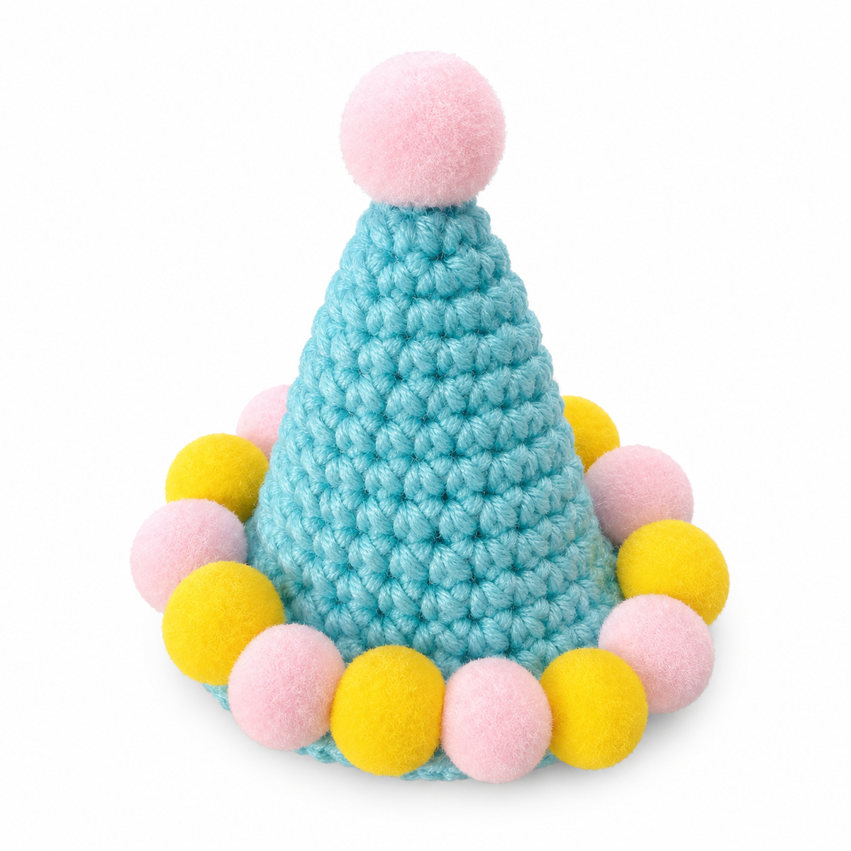 Crochet Party Hat & Collar Options - Aqua Pom-Pom Hat
