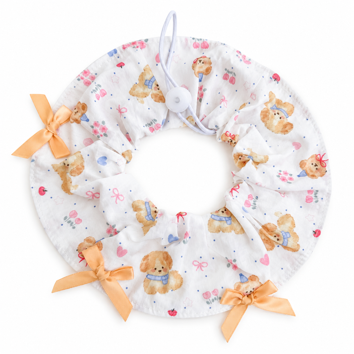 Mini Bow Print Ruffle Collar - Puppy Print