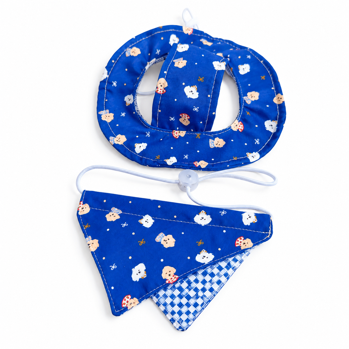 Pup Print Hat & Bandana Set - Royal Blue
