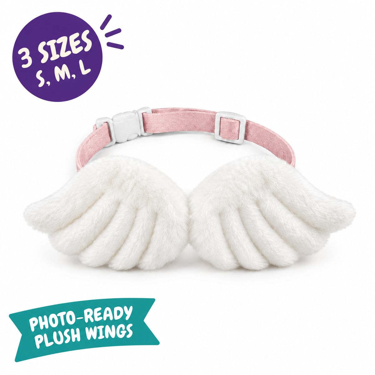 LitterBond Plush Angel Wings Collar - key features