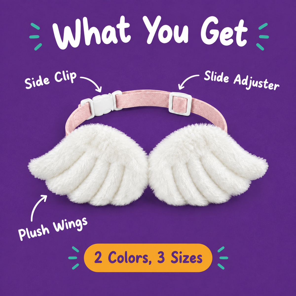 LitterBond Plush Angel Wings Collar - what you get