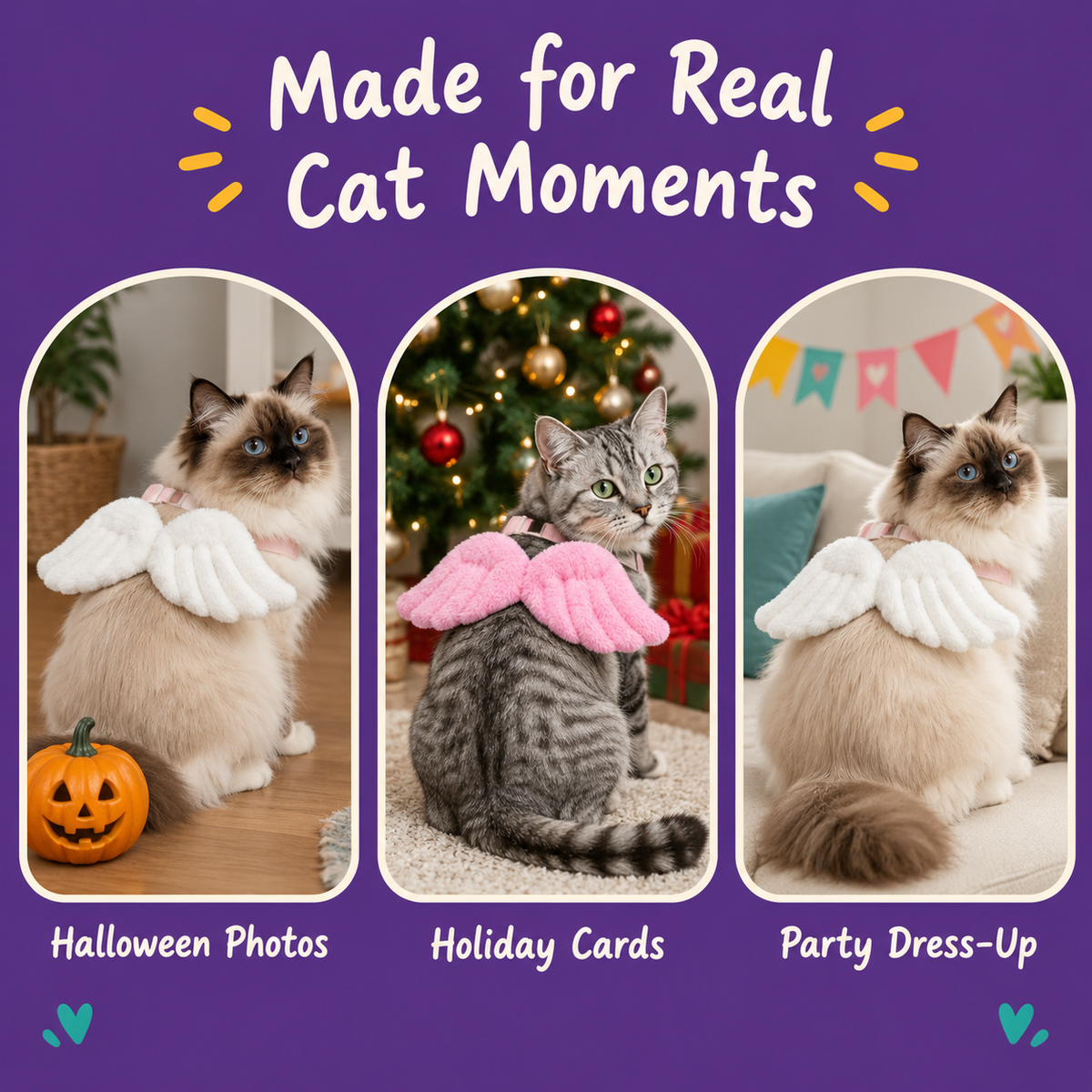 LitterBond Plush Angel Wings Collar - real cat moments
