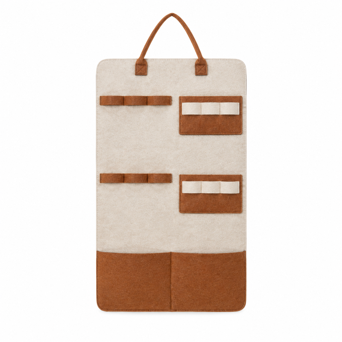 LitterBond Felt Wand Toy Organizer - Off-White & Tan on white background