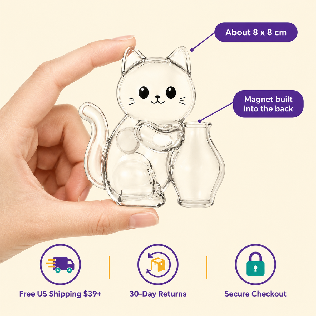 LitterBond Fur & Whisker Keepsake Magnet - size and details