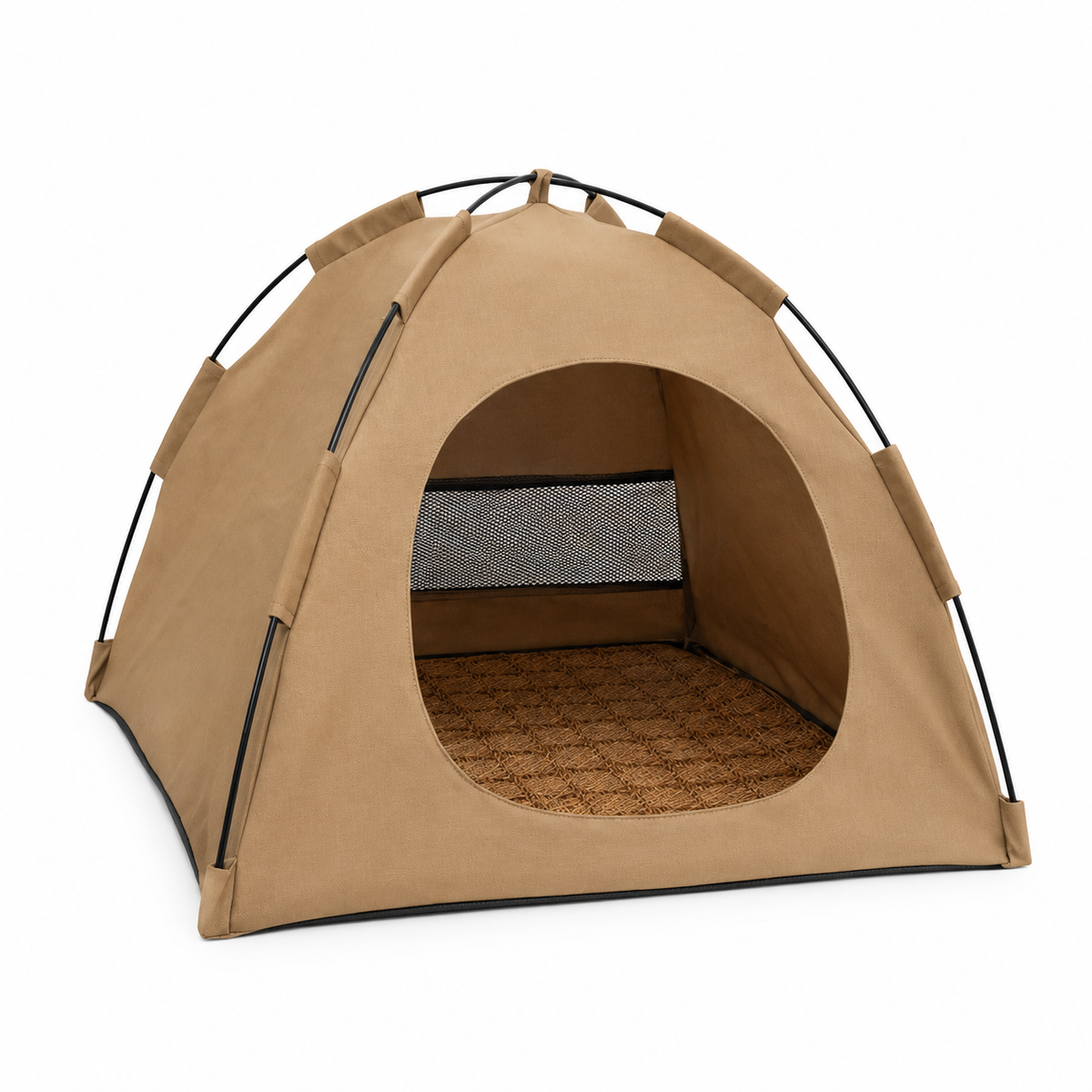 LitterBond Canvas Tent Bed - Coffee Brown on white background