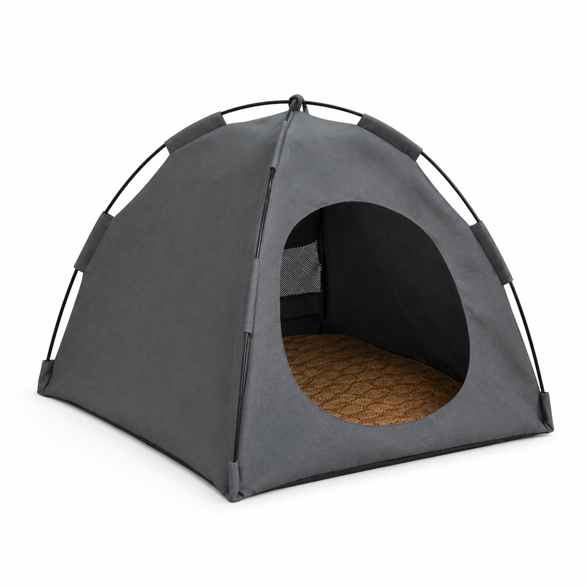 LitterBond Canvas Tent Bed - Charcoal Gray on white background
