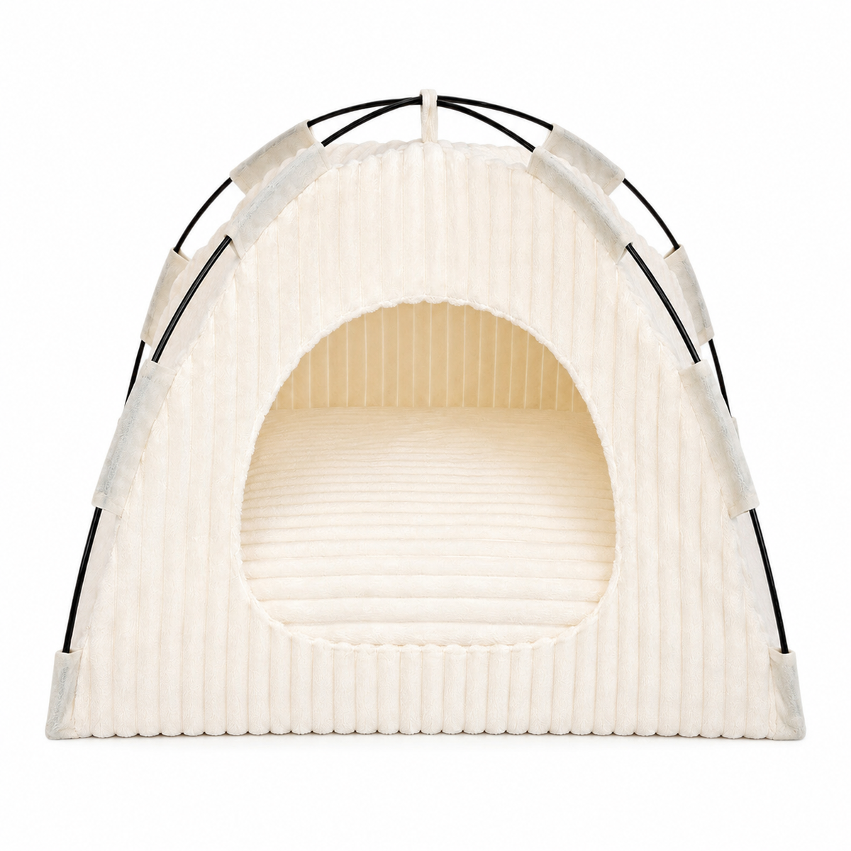 LitterBond Ribbed Plush Tent Bed on white background