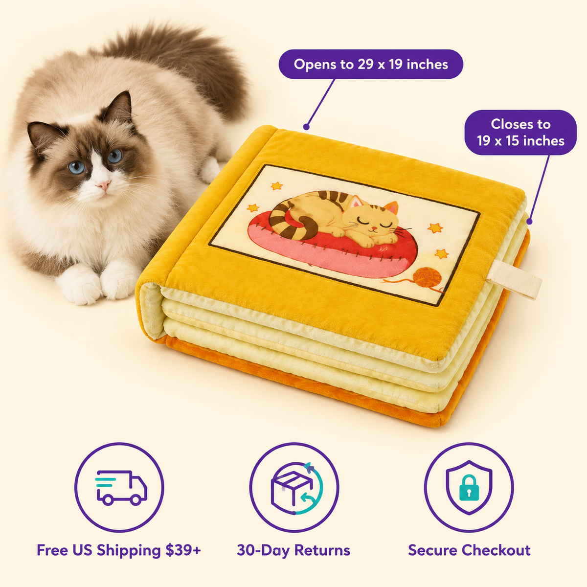 LitterBond Storybook Quilt Bed - size and details