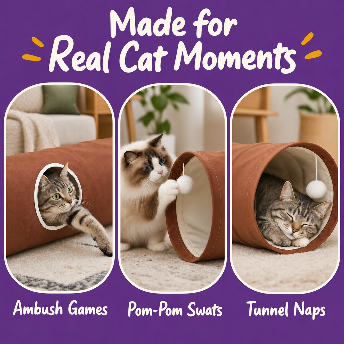LitterBond Collapsible Play Tunnel - real cat moments