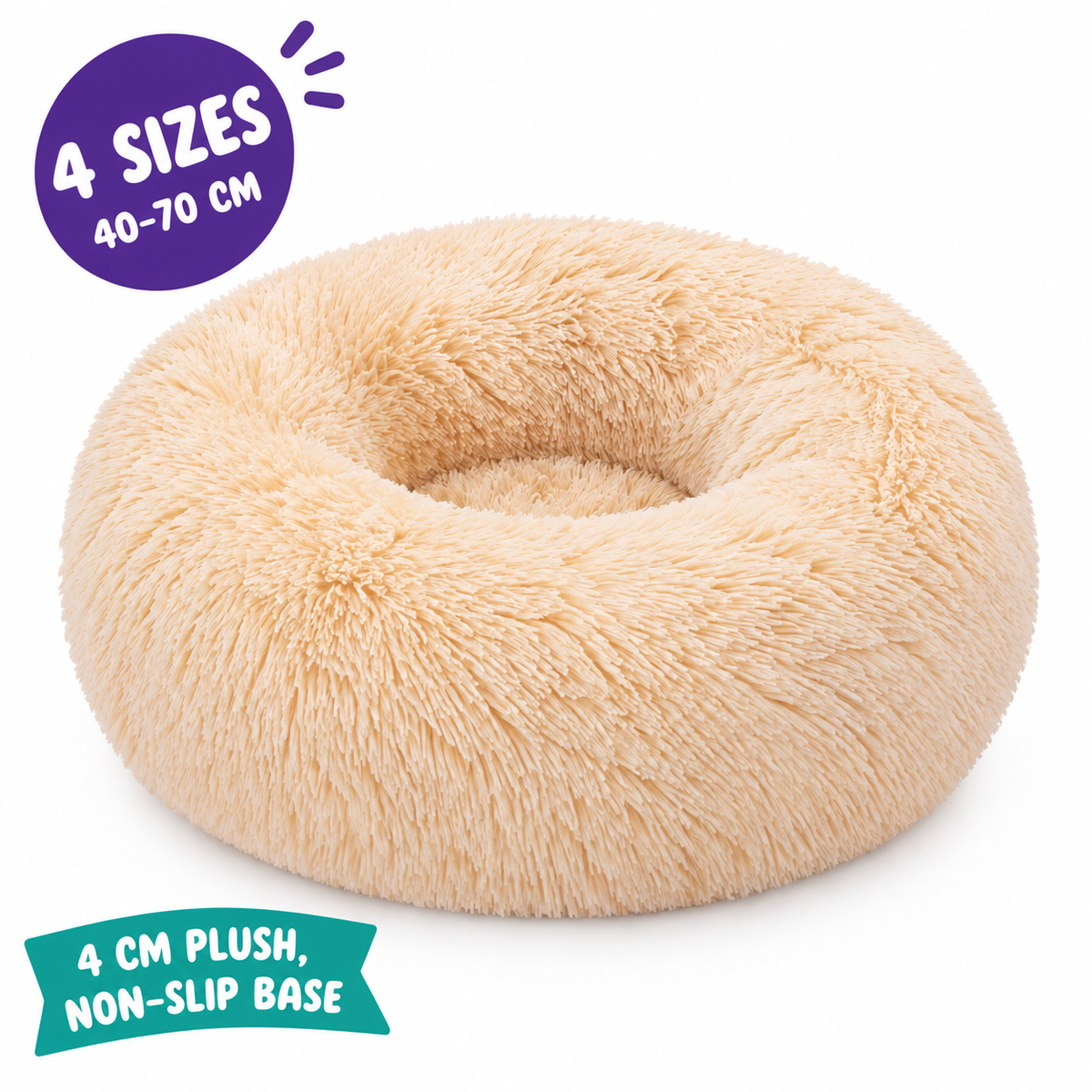LitterBond Round Plush Donut Bed - key features