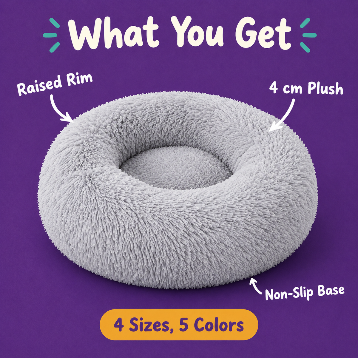 LitterBond Round Plush Donut Bed - what you get