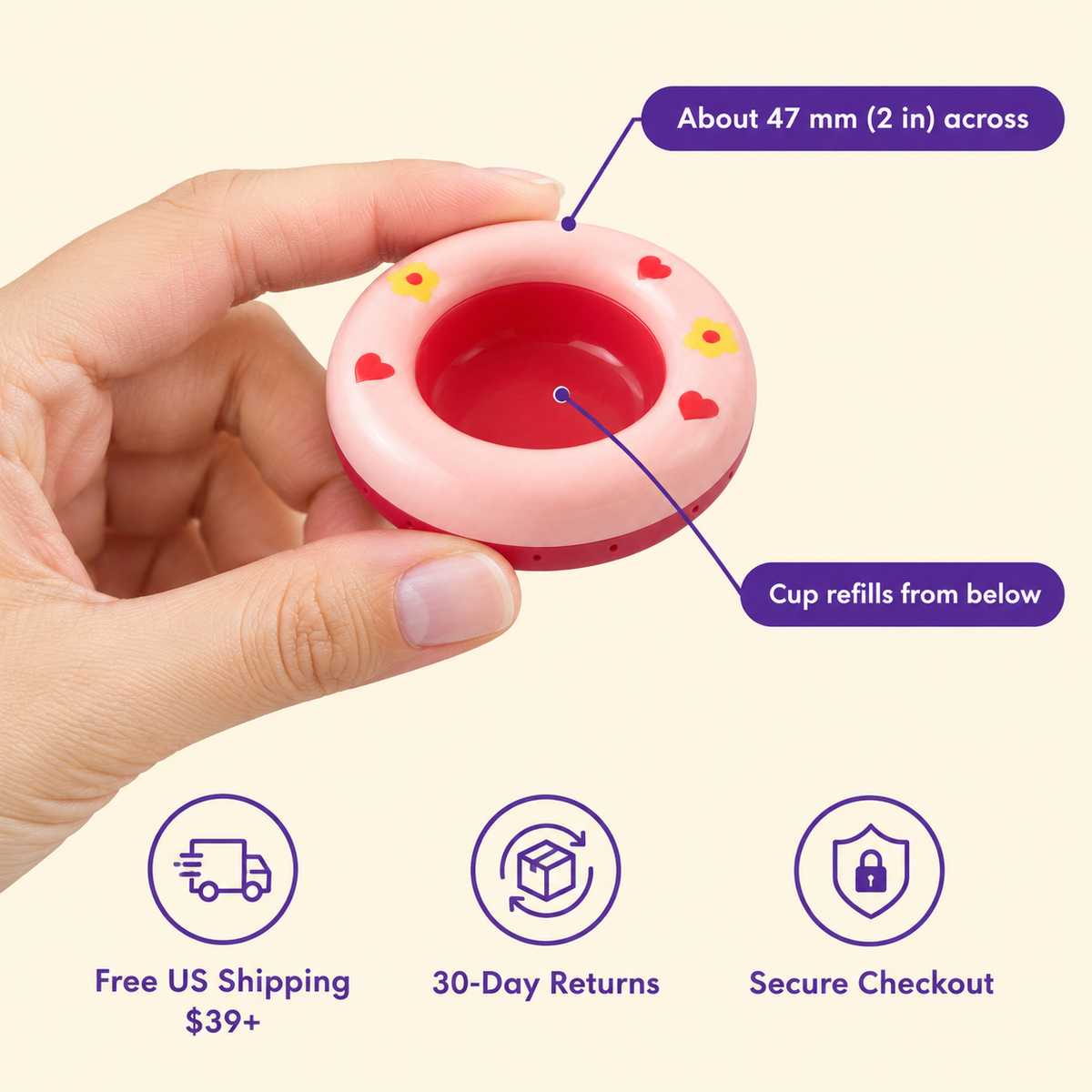 LitterBond Floating Water Bowl Ring - size and details