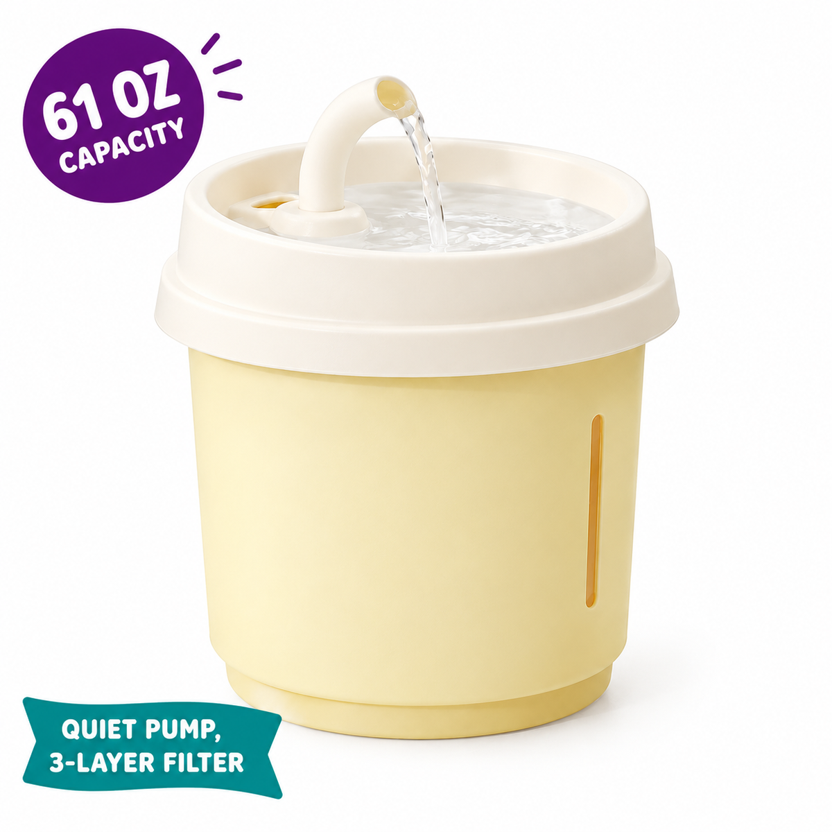 LitterBond Milk Tea Cup Water Fountain 1.8 L - key features