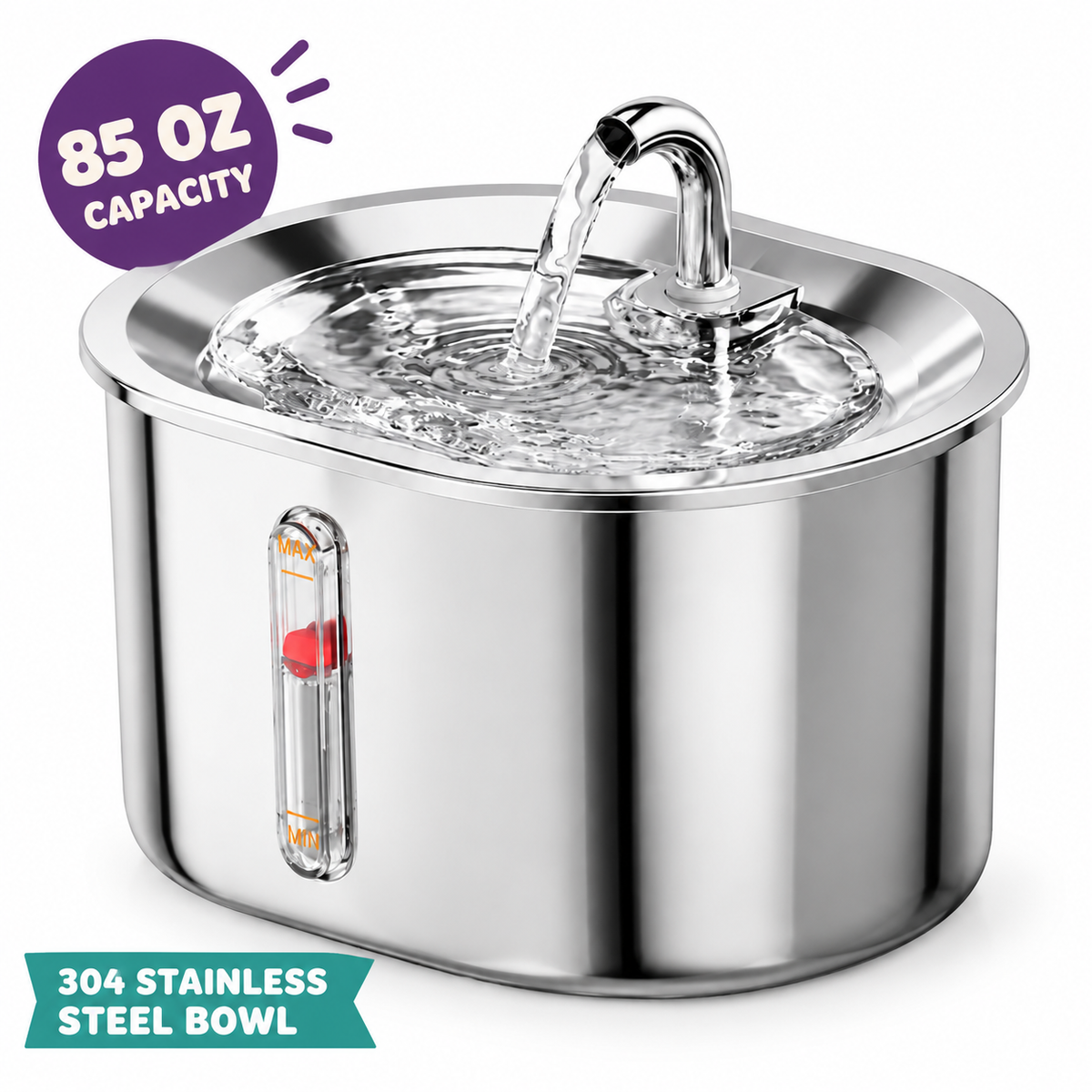 LitterBond Stainless Steel Water Fountain 2.5 L - key features