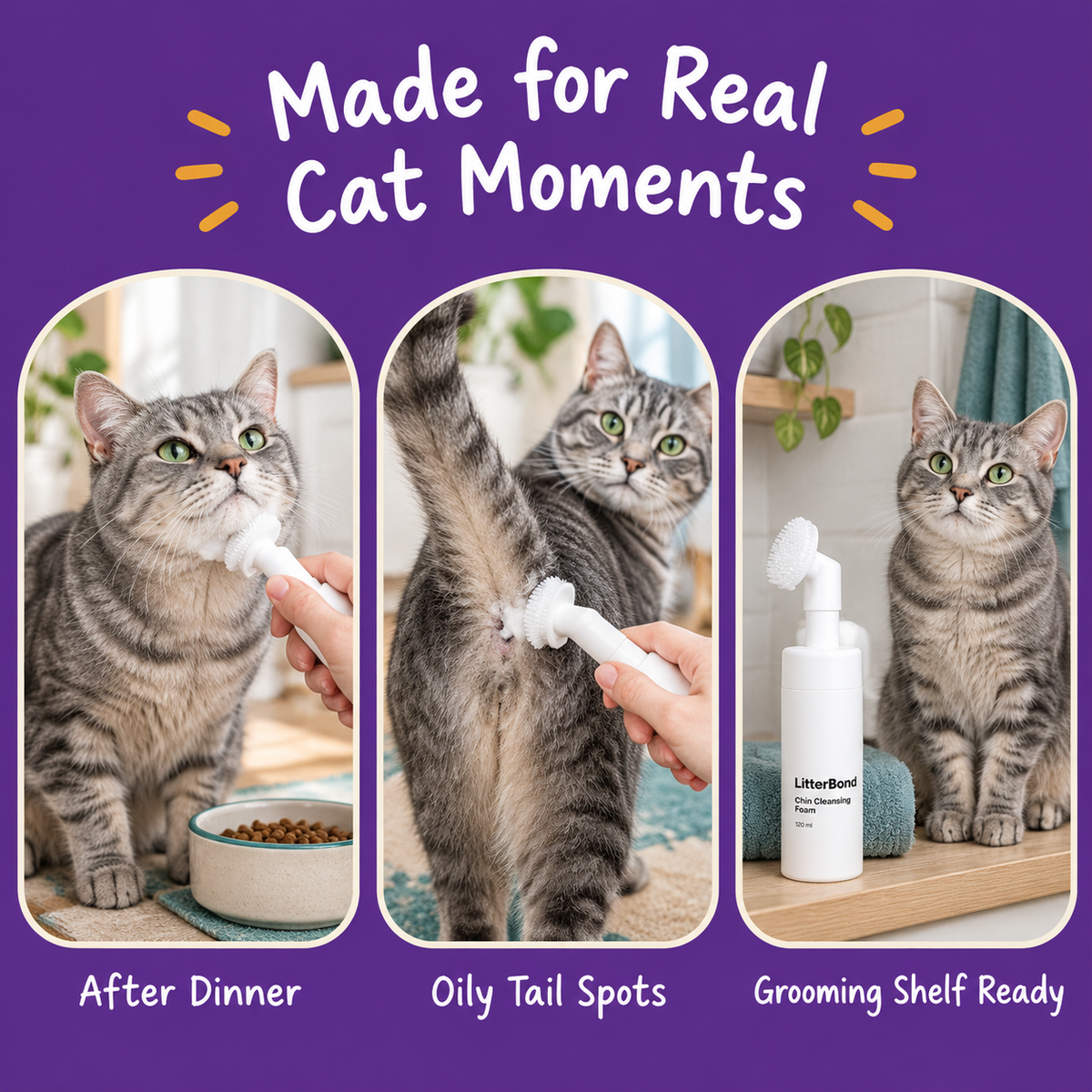 LitterBond Chin Cleansing Foam 120 ml - real cat moments