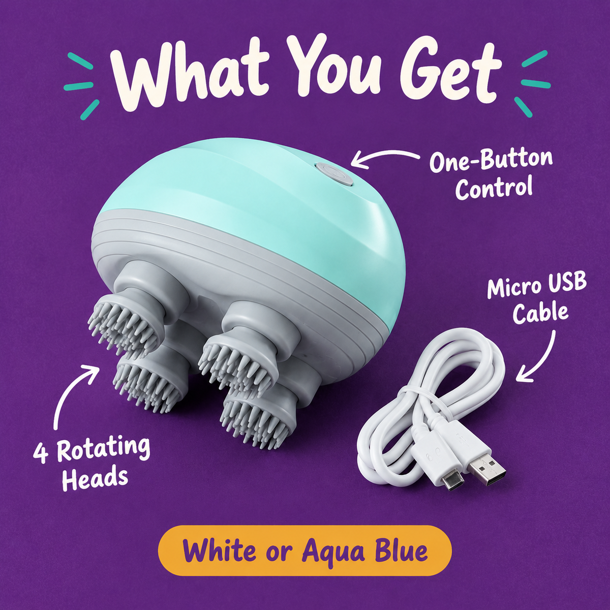 LitterBond Electric Head Massager - what you get