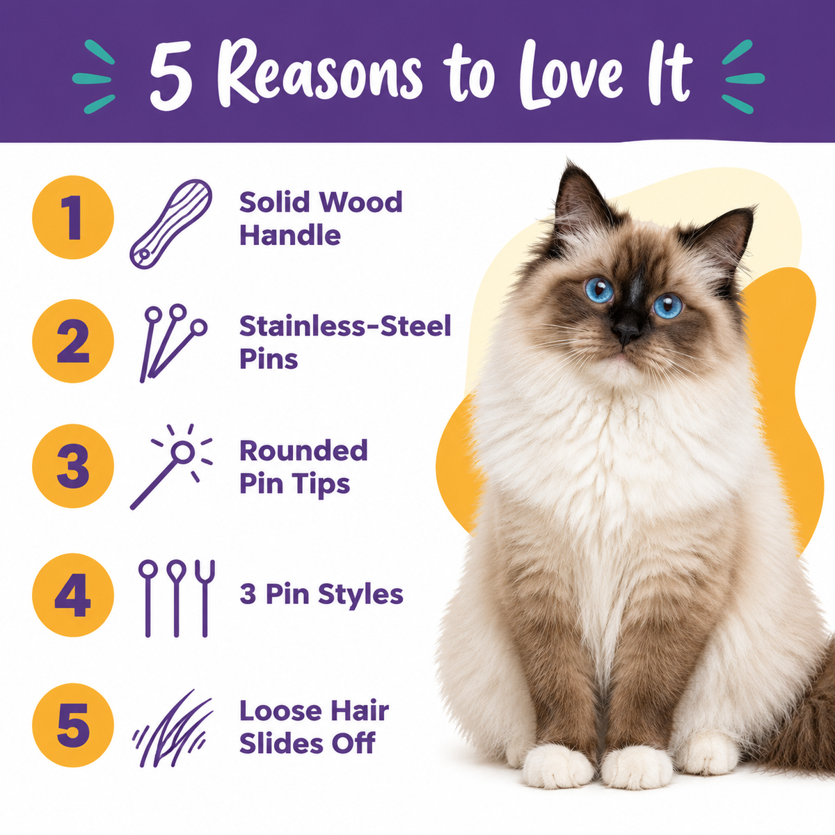 LitterBond Wooden Handle Steel Comb - 5 reasons to love it