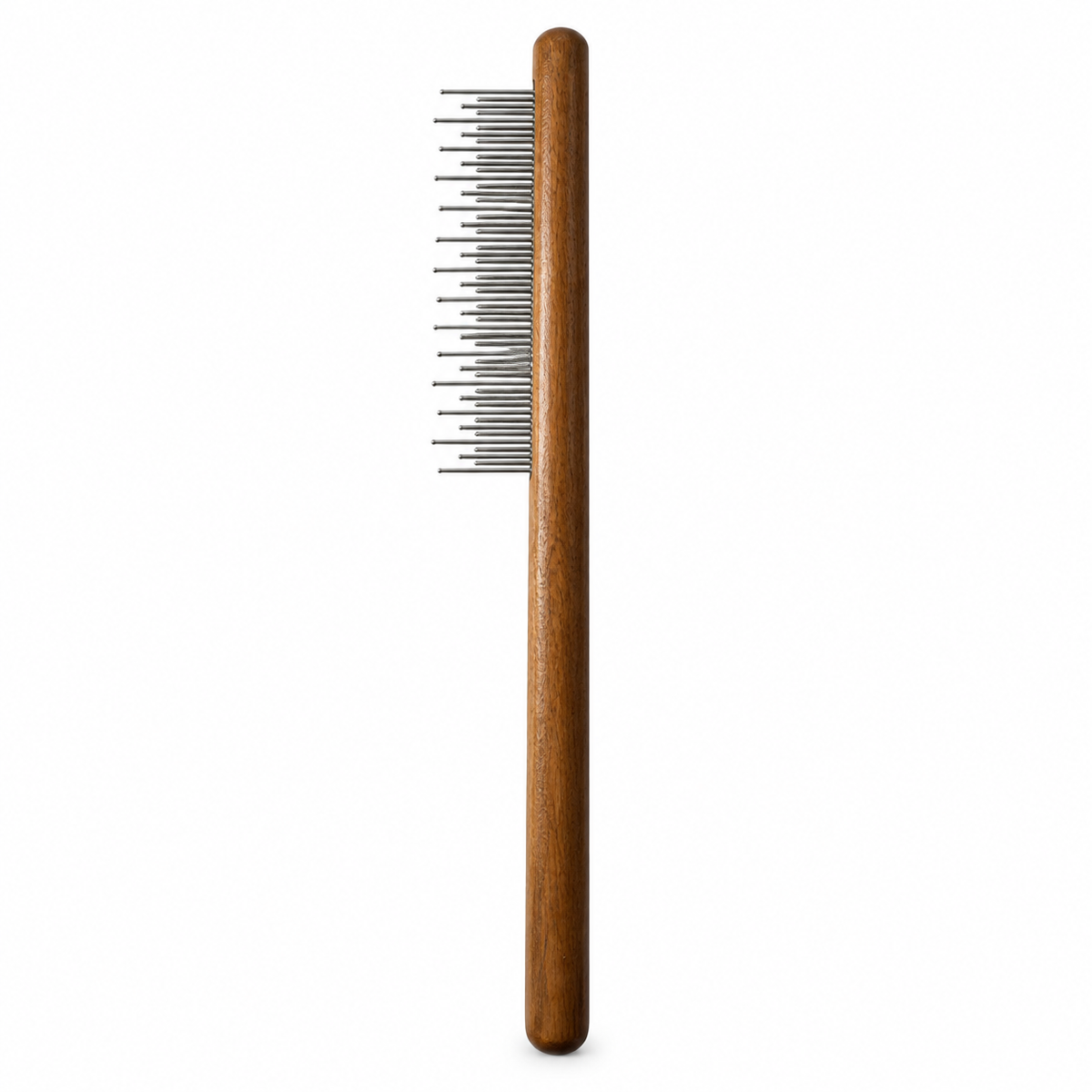 LitterBond Wooden Handle Steel Comb - Long & Short Tooth (Undercoat) on white background