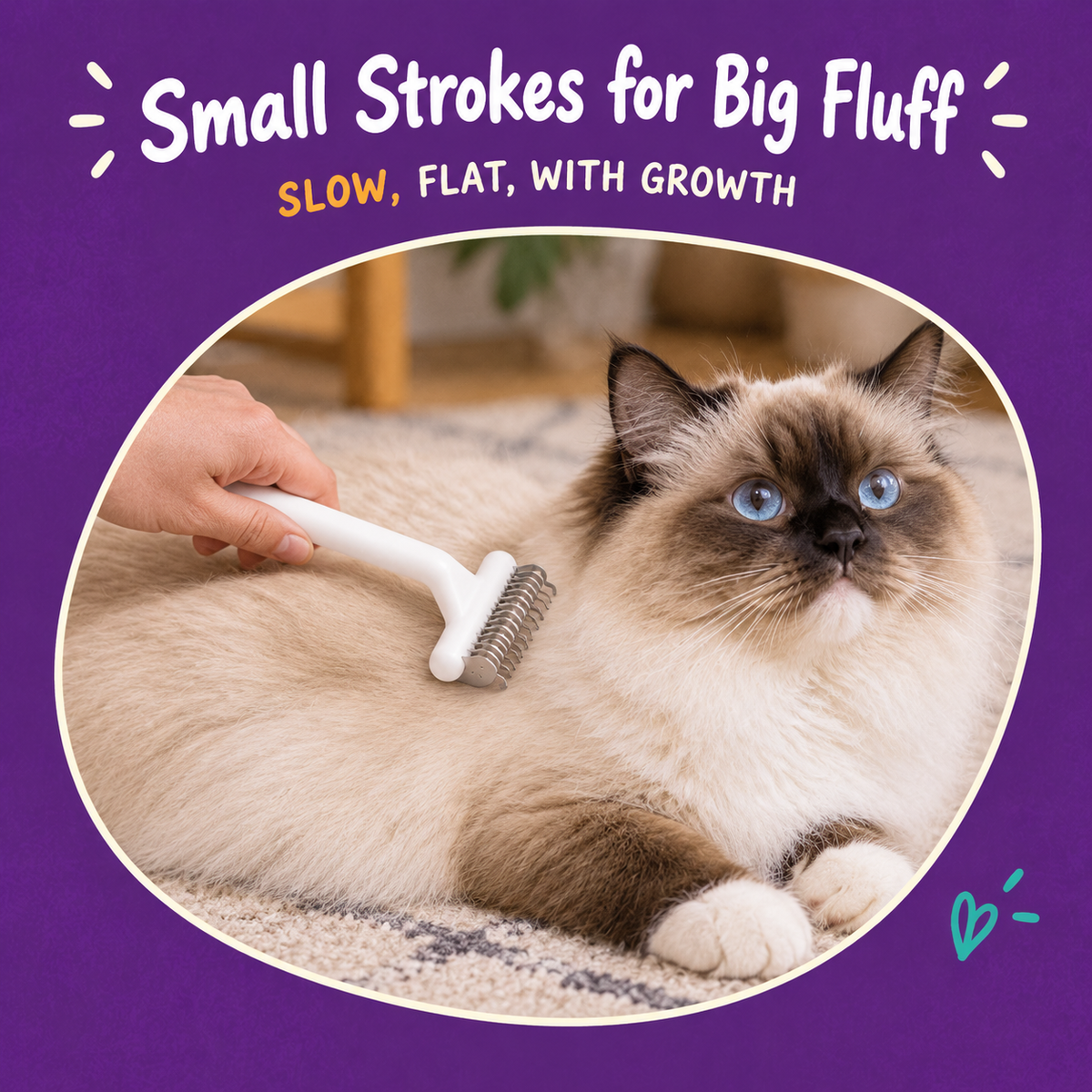 LitterBond Dematting Comb - in use with a cat