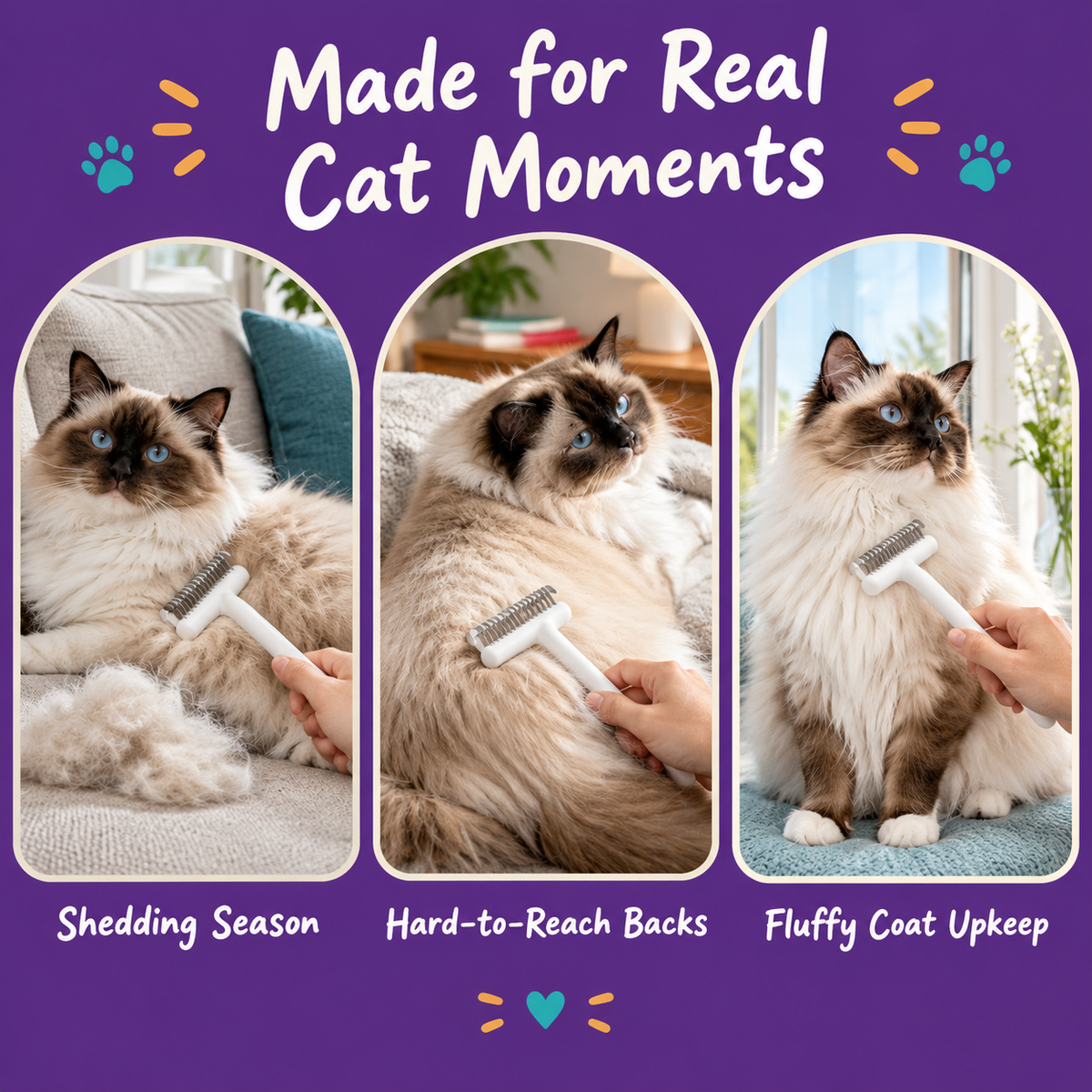 LitterBond Dematting Comb - real cat moments