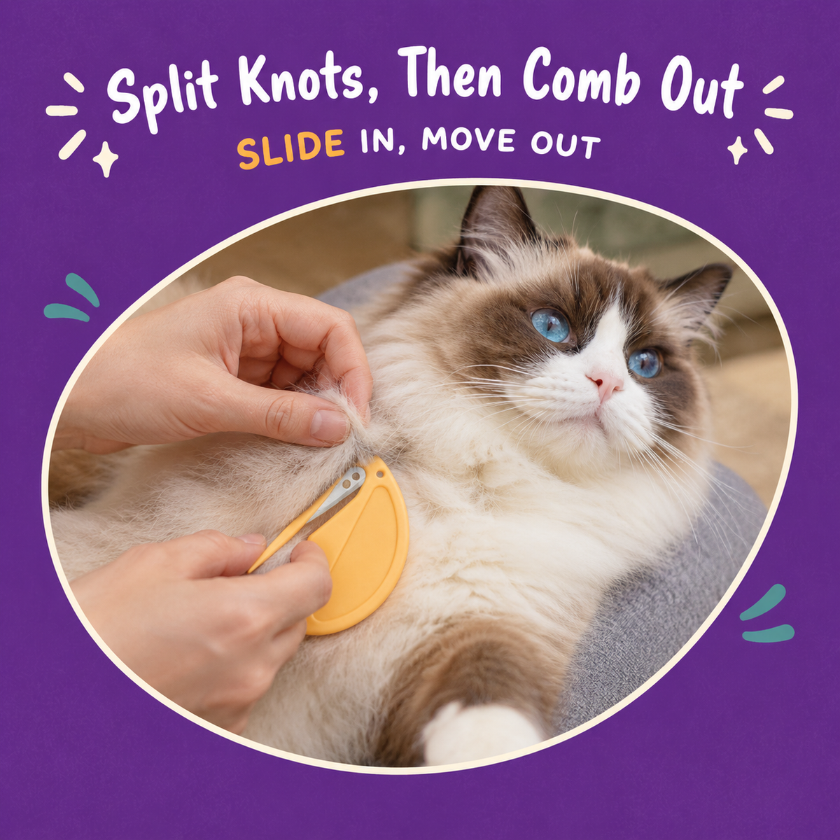 LitterBond Pocket Mat Splitter - in use with a cat