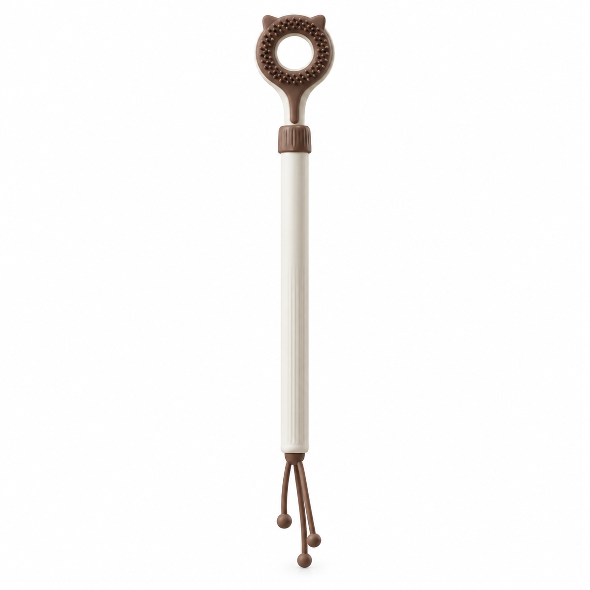 LitterBond Telescopic Scratcher & Teaser Wand - Coffee Brown on white background